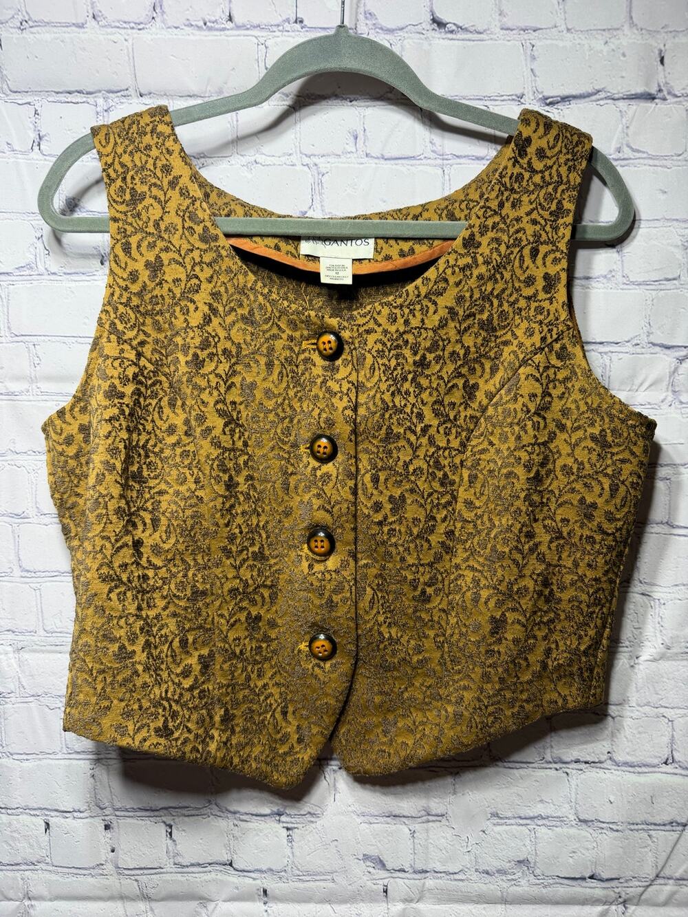 Gantos VTG Scoop Neck Sleeveless Button Down Top Velvet Tapestry Sz 12 Grunge